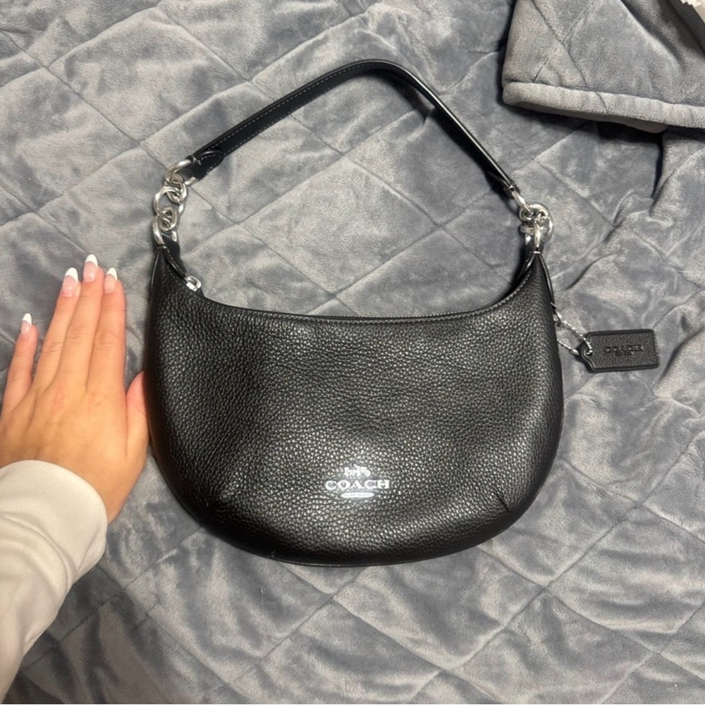 Coach Pebbled Black Leather Shoulder Bag